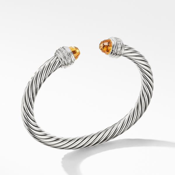 Cable Bracelet with Citrine and Diamonds