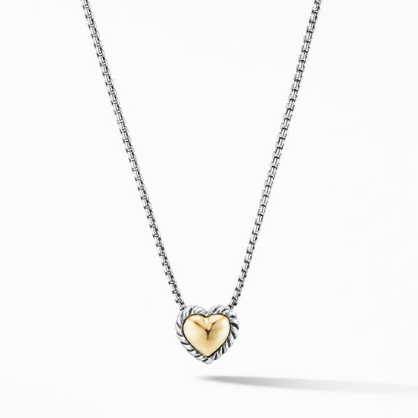 Cable Cookie Classic Heart Necklace with 18K Yellow Gold