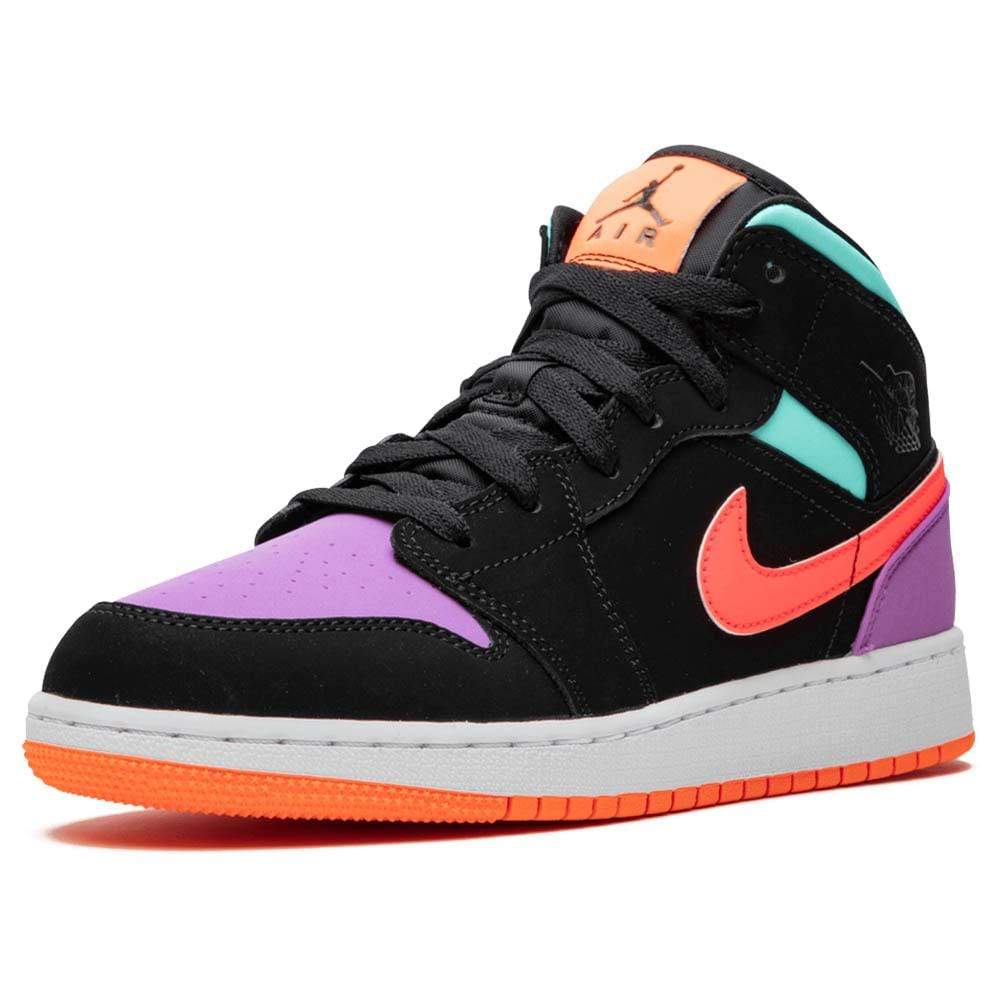 black orange purple jordans