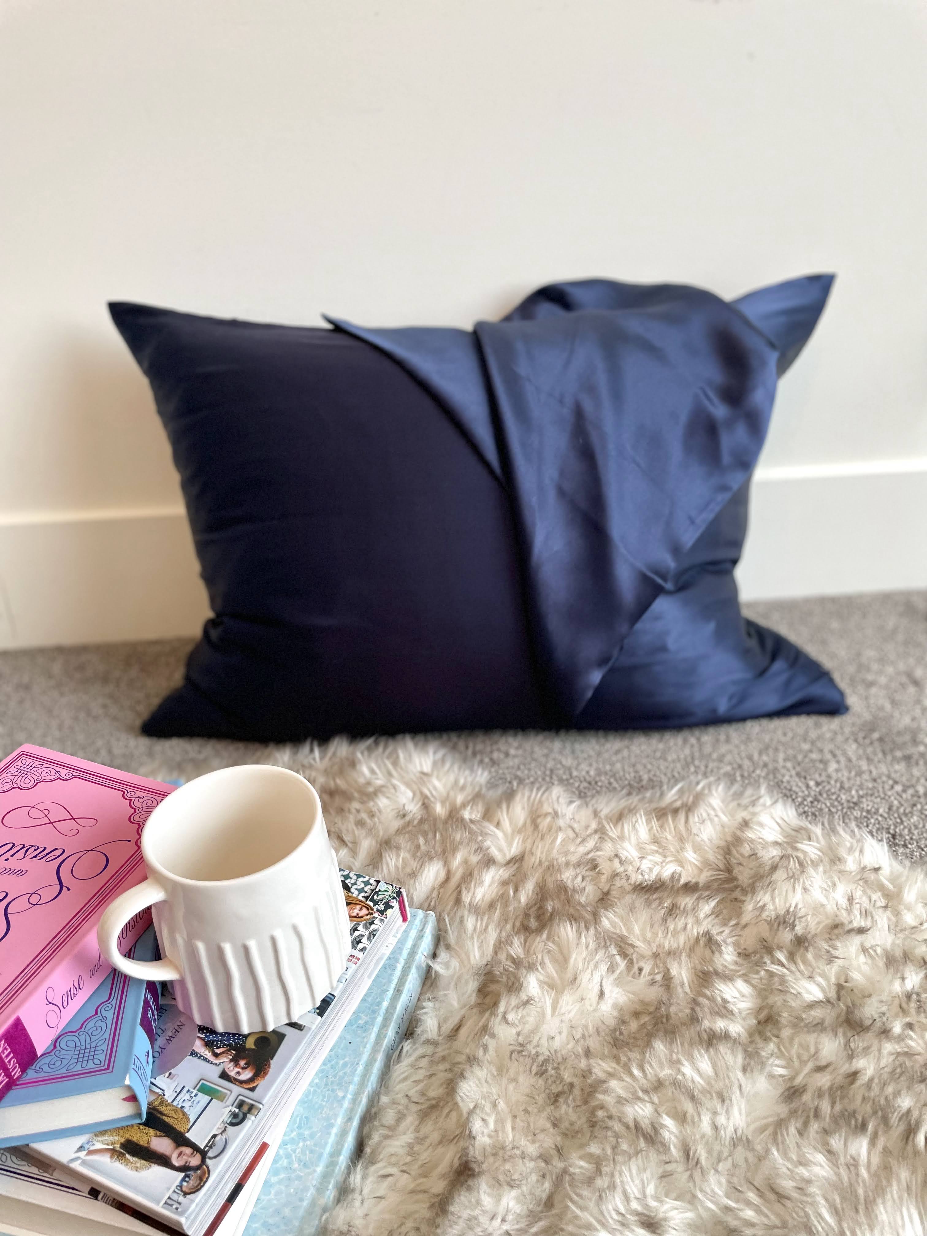 navy blue silk pillowcase