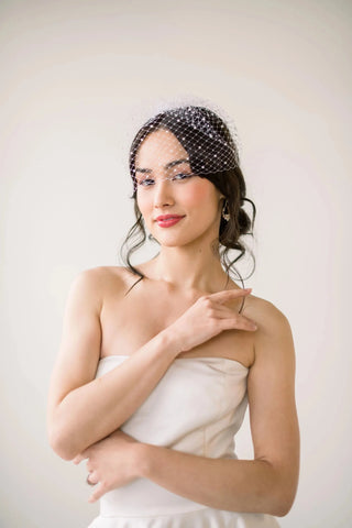 pearl birdcage veil