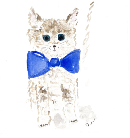 Small Cat with Blue Bow