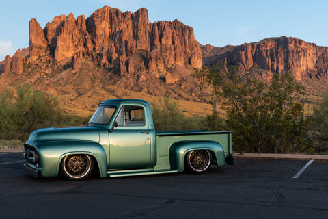 Green Ford 1955 sedona golden hour