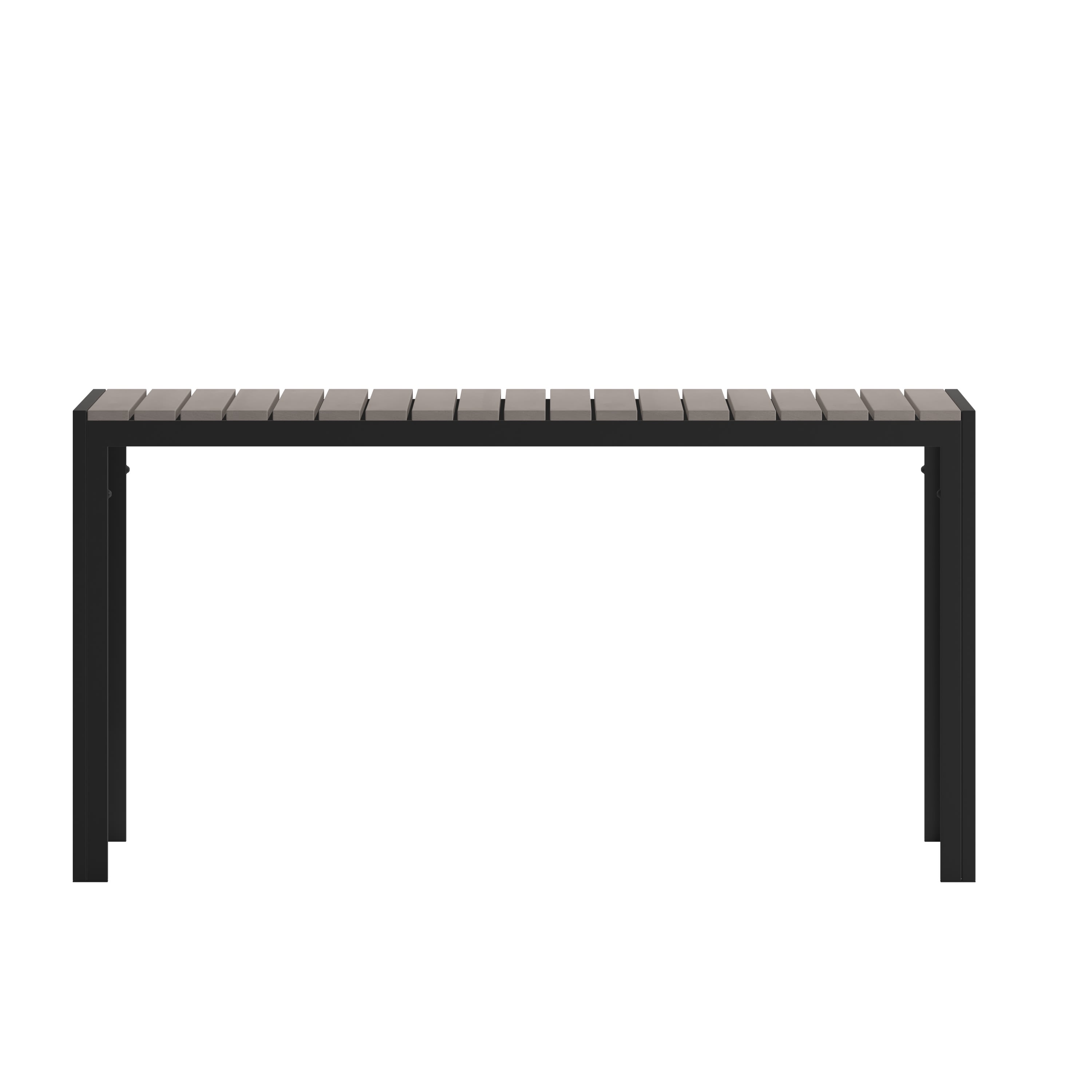 Finch Commercial Grade Outdoor Dining Table 55" x 31" with Faux Teak Poly Slats and Metal Frame - Image 23