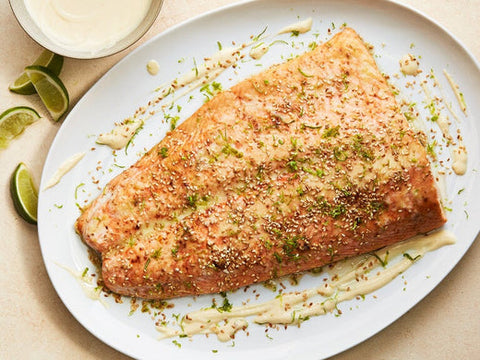 roasted salmon with miso cream photo