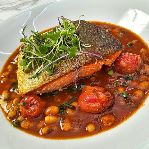 poppies sockeye salmon with smoky beans