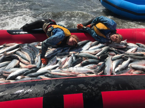 Erin and Gwenyth with 5000 lbs of sockeye salmon
