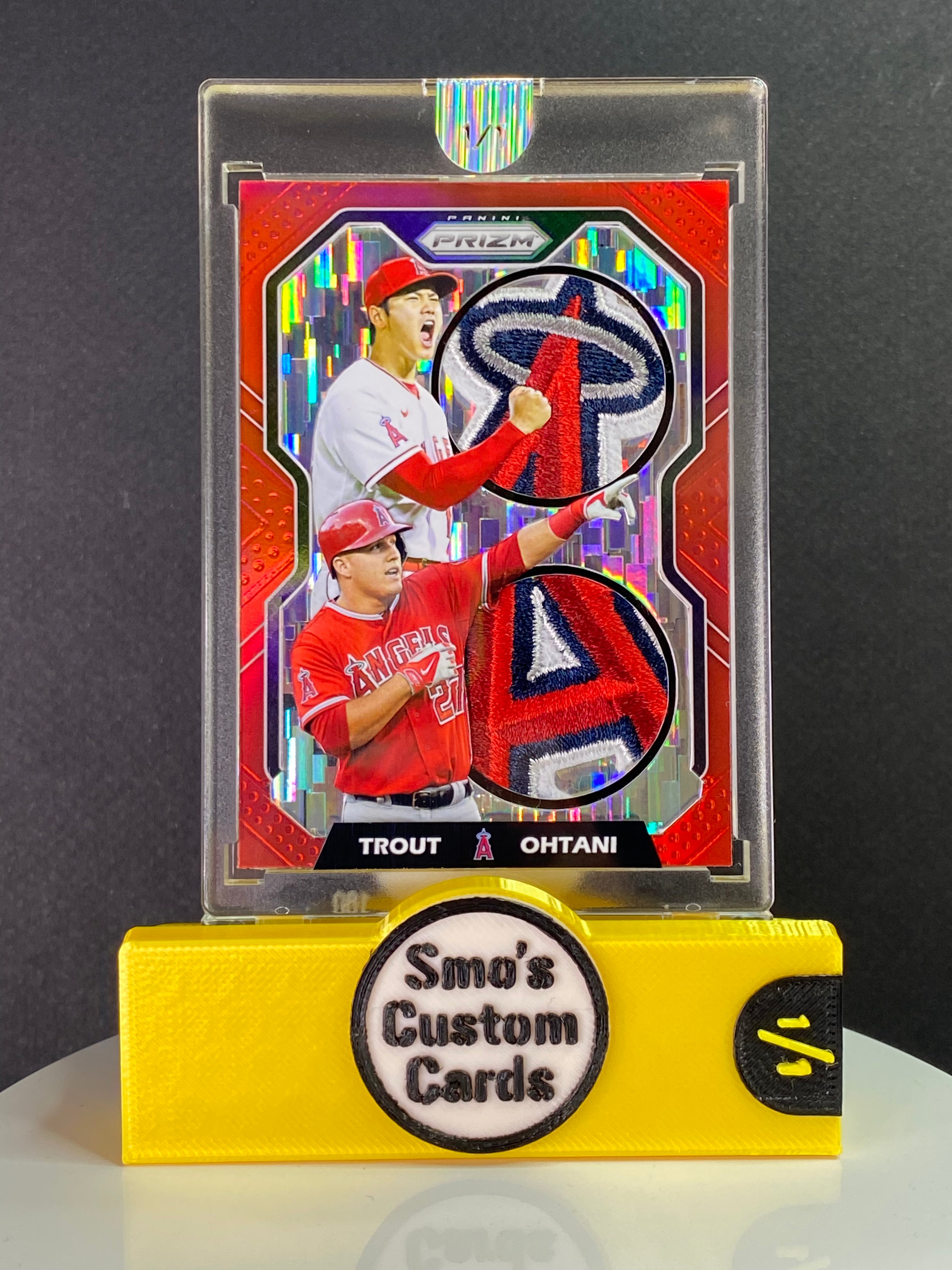 Shohei Ohtani / Mike Trout Prizm Red Dual Angels Patch 1/1
