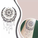 Mandala Flower And Crescent Moon Tattoo On Right Bicep