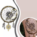 Owl And Simple Dreamcatcher Tattoo