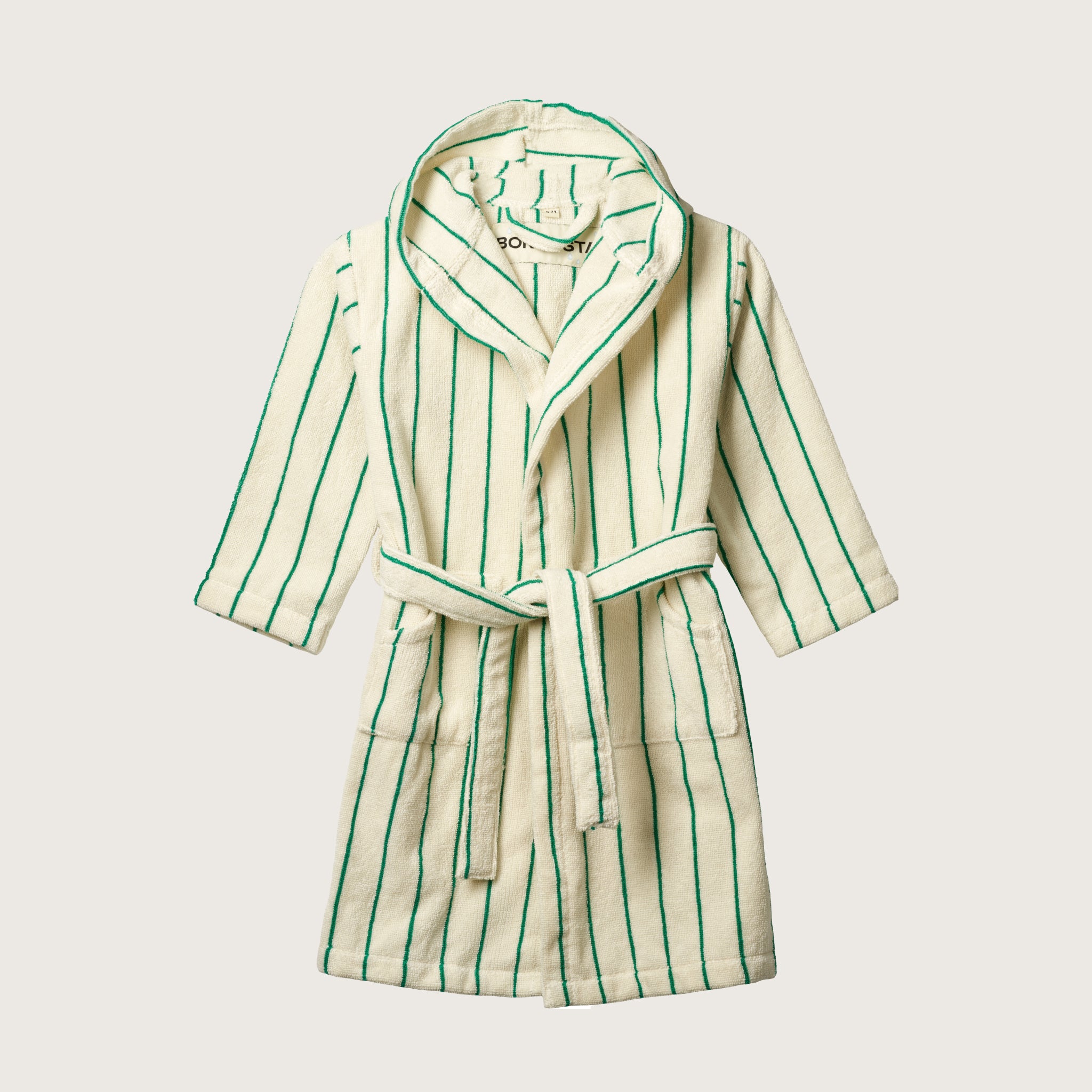 Bongusta, Product image, Naram Kids Bathrobe, pure white & grass, 1 of 2}