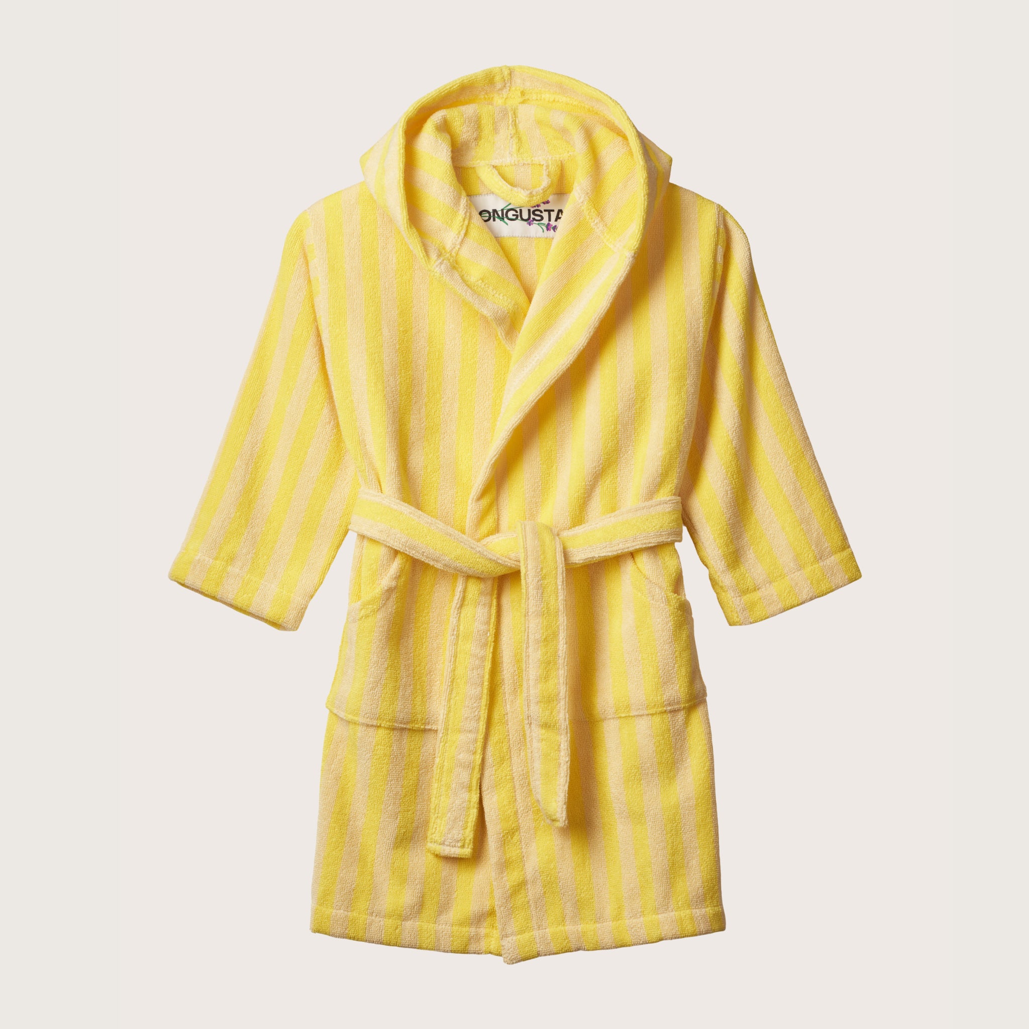 Bongusta, Product image, Naram Kids Bathrobe, pristine & neon yellow, 2 of 4}