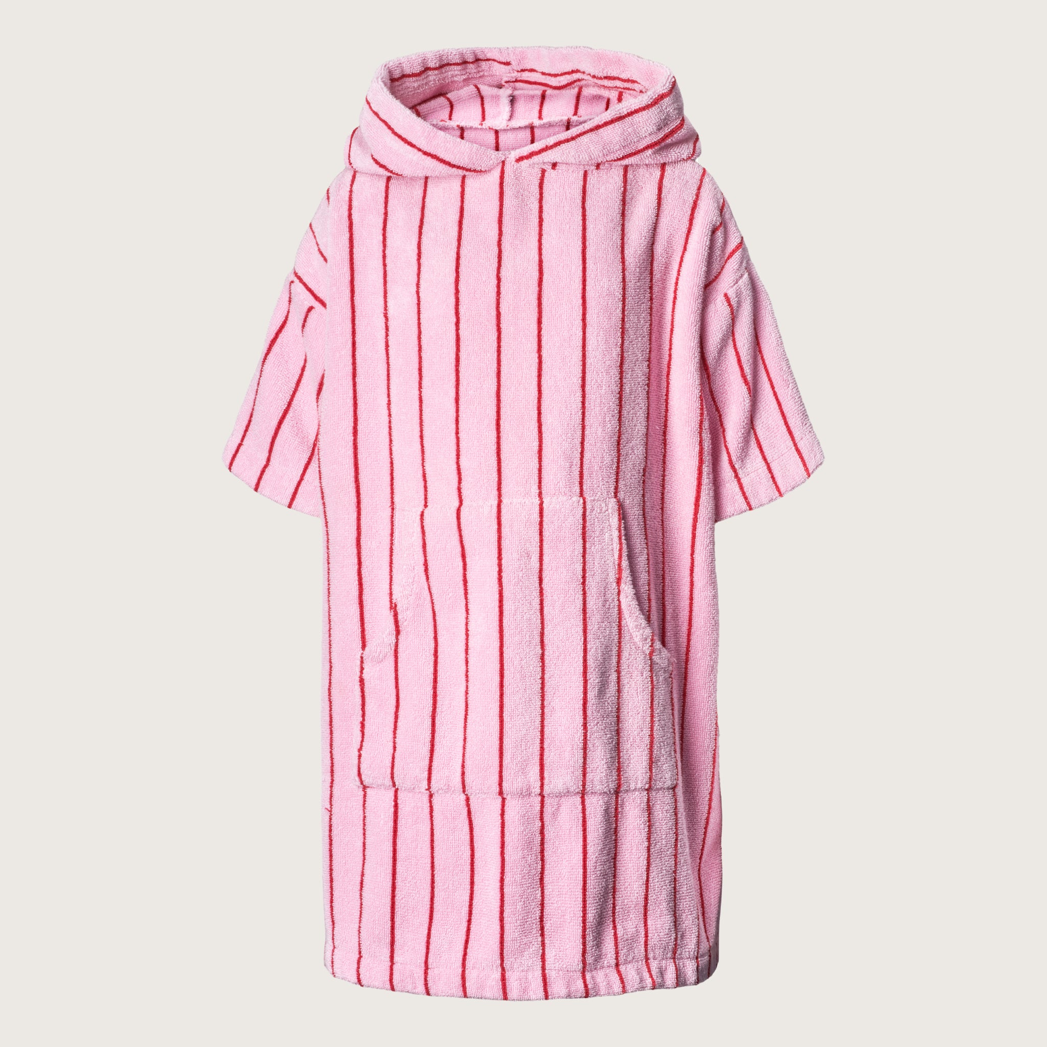 Bongusta, Product image, Naram Børne Poncho, baby pink & ski patrol red, 4 of 4}