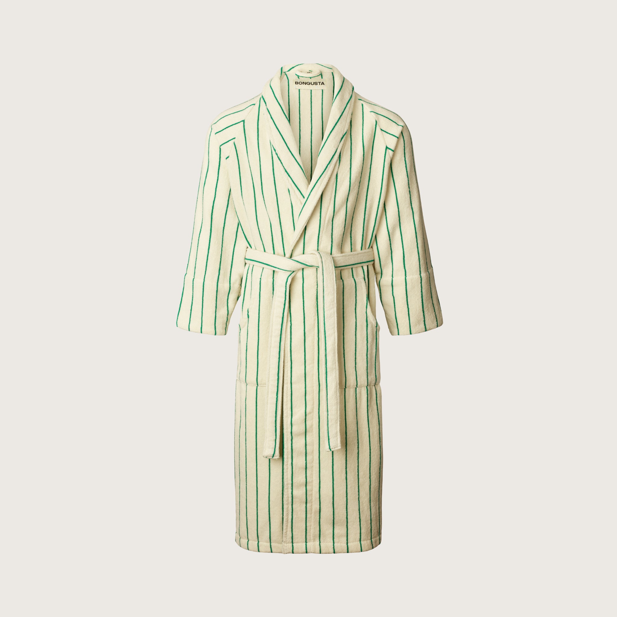 Bongusta, Product image, Naram Bathrobe, pure white & grass, 5 of 6}