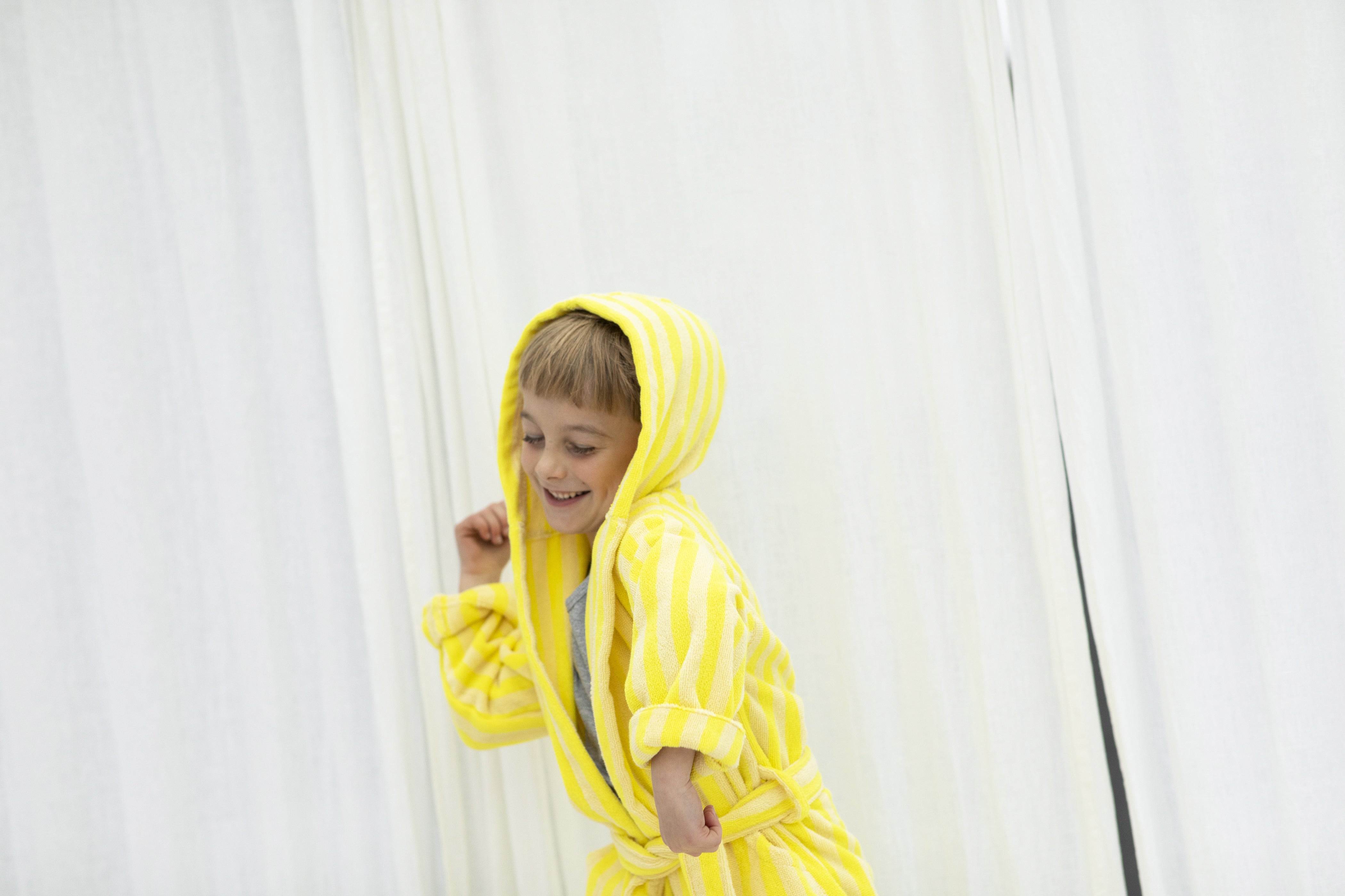 Bongusta, Product image, Naram Kids Bathrobe, pristine & neon yellow, 1 of 4}