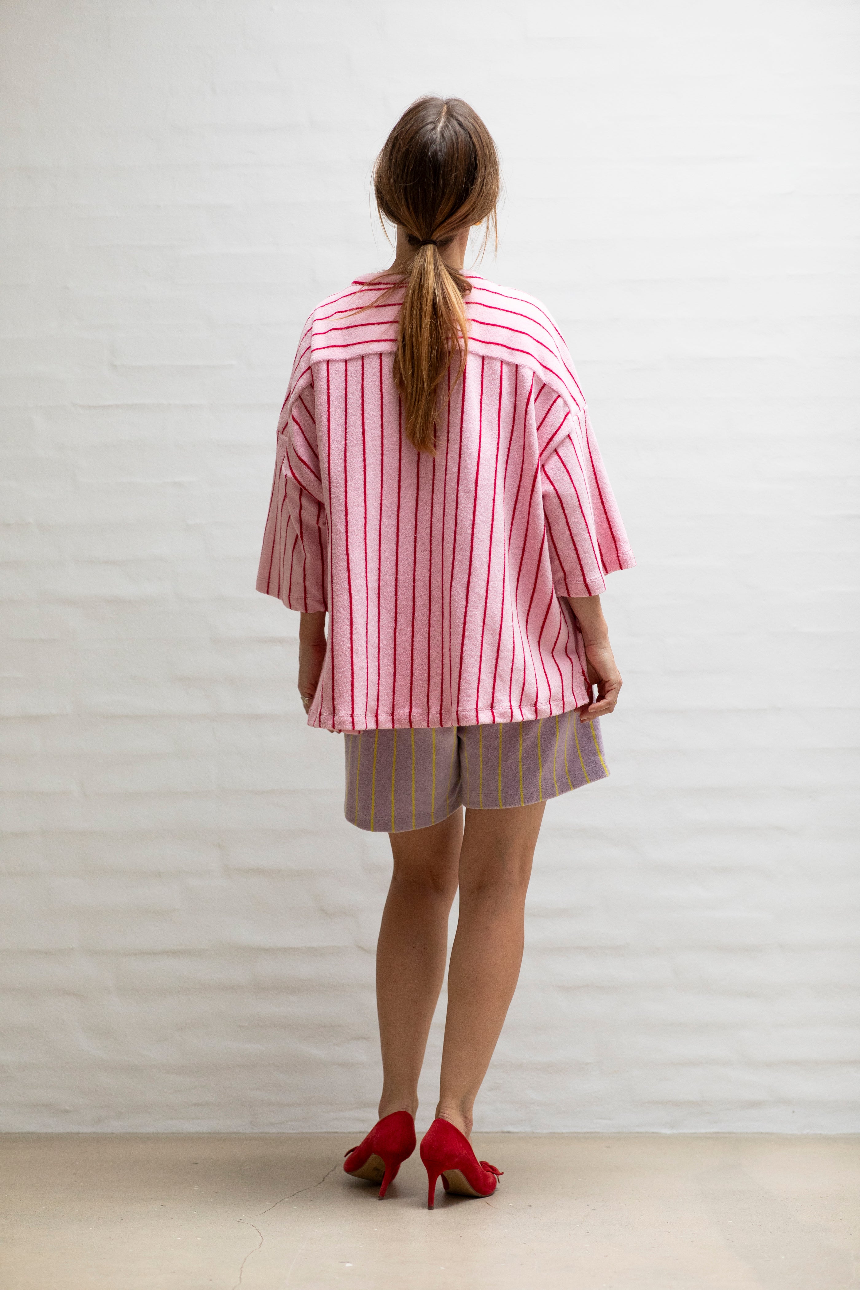 Bongusta, Product image, Naram Oversize Skjorte, baby pink & ski patrol red, 3 of 5}