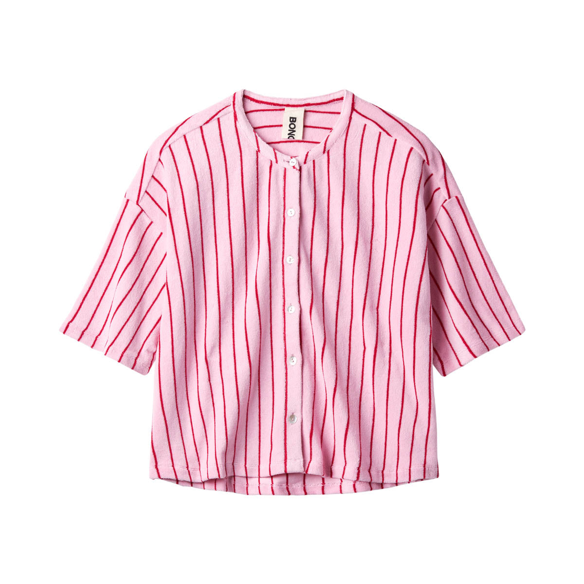 Bongusta, Product image, Naram Oversized Shirt, baby pink & ski patrol red, 5 of 5}