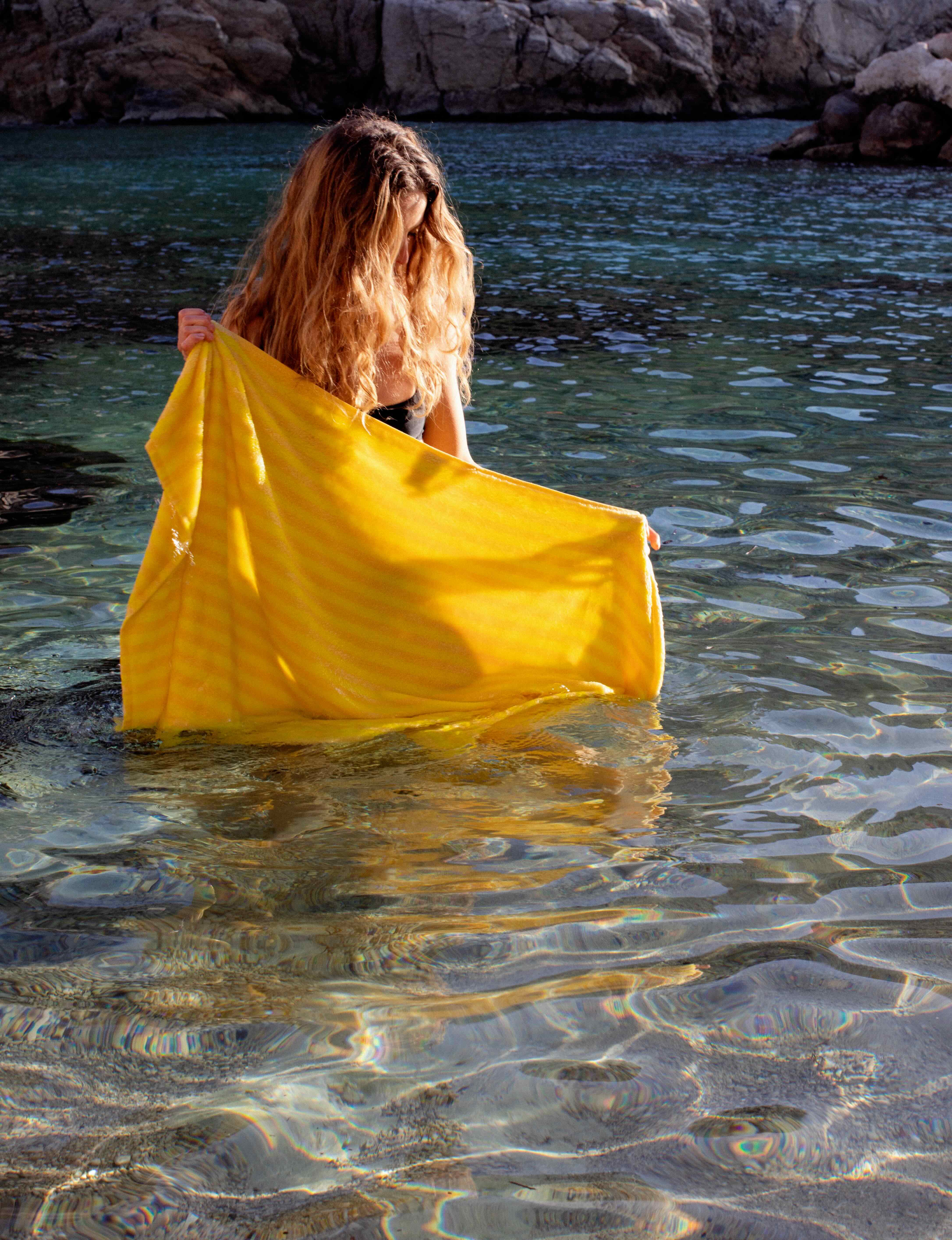 Naram Towels, pristine & neon yellow product image