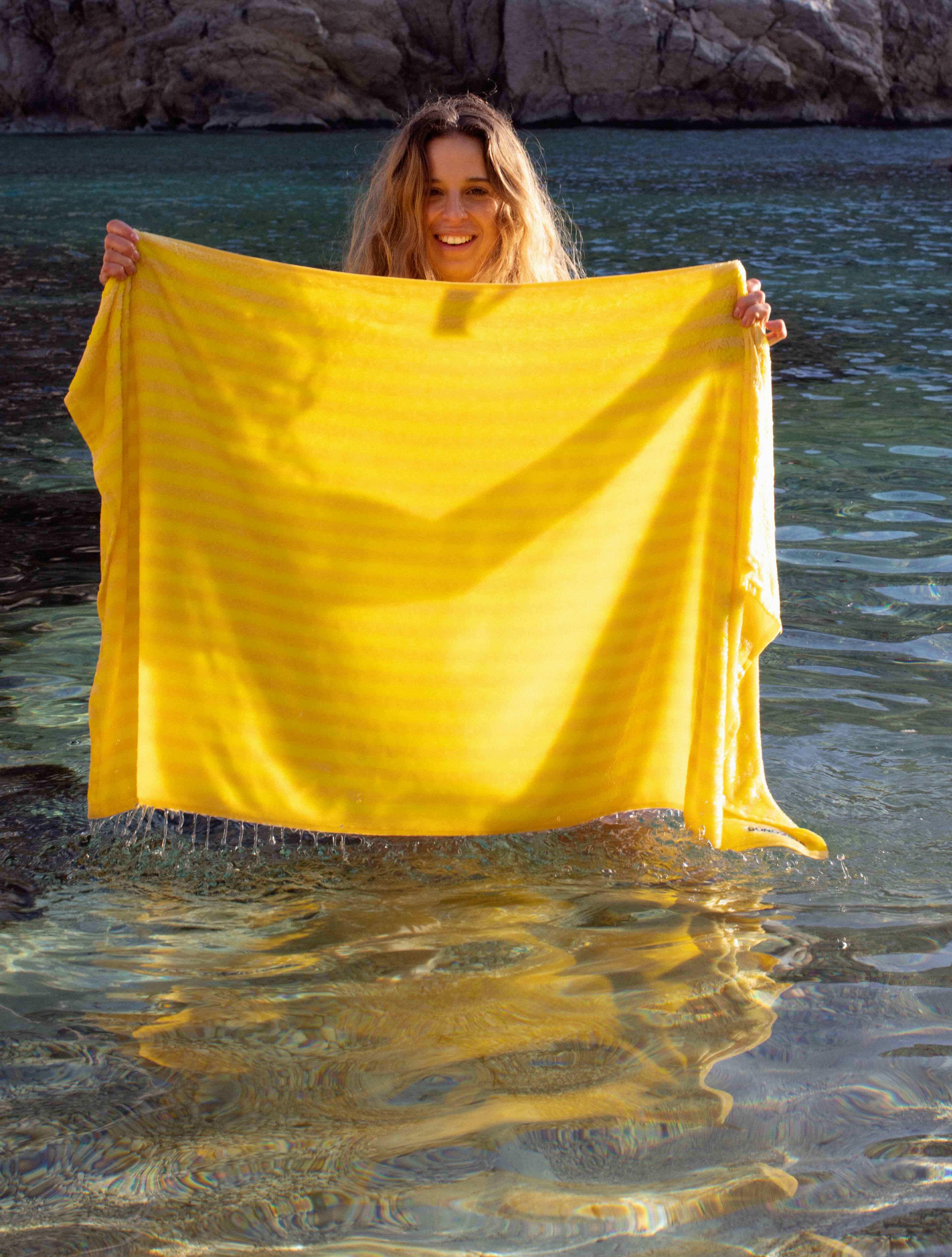 Bongusta, Product image, Naram Towels, pristine & neon yellow, 2 of 6}