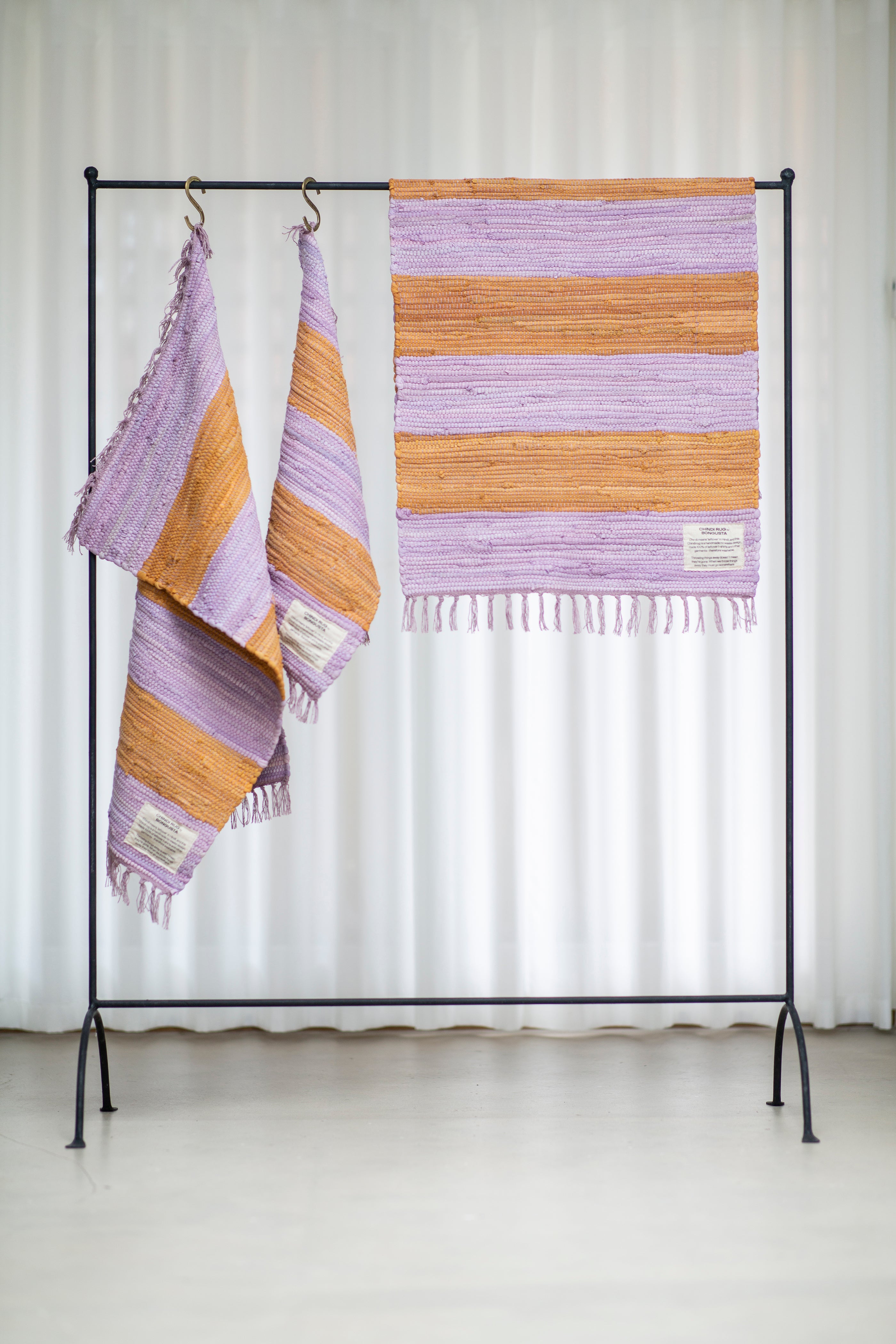 Bongusta, Product image, Chindi Rug, lilac & golden, 1 of 8}