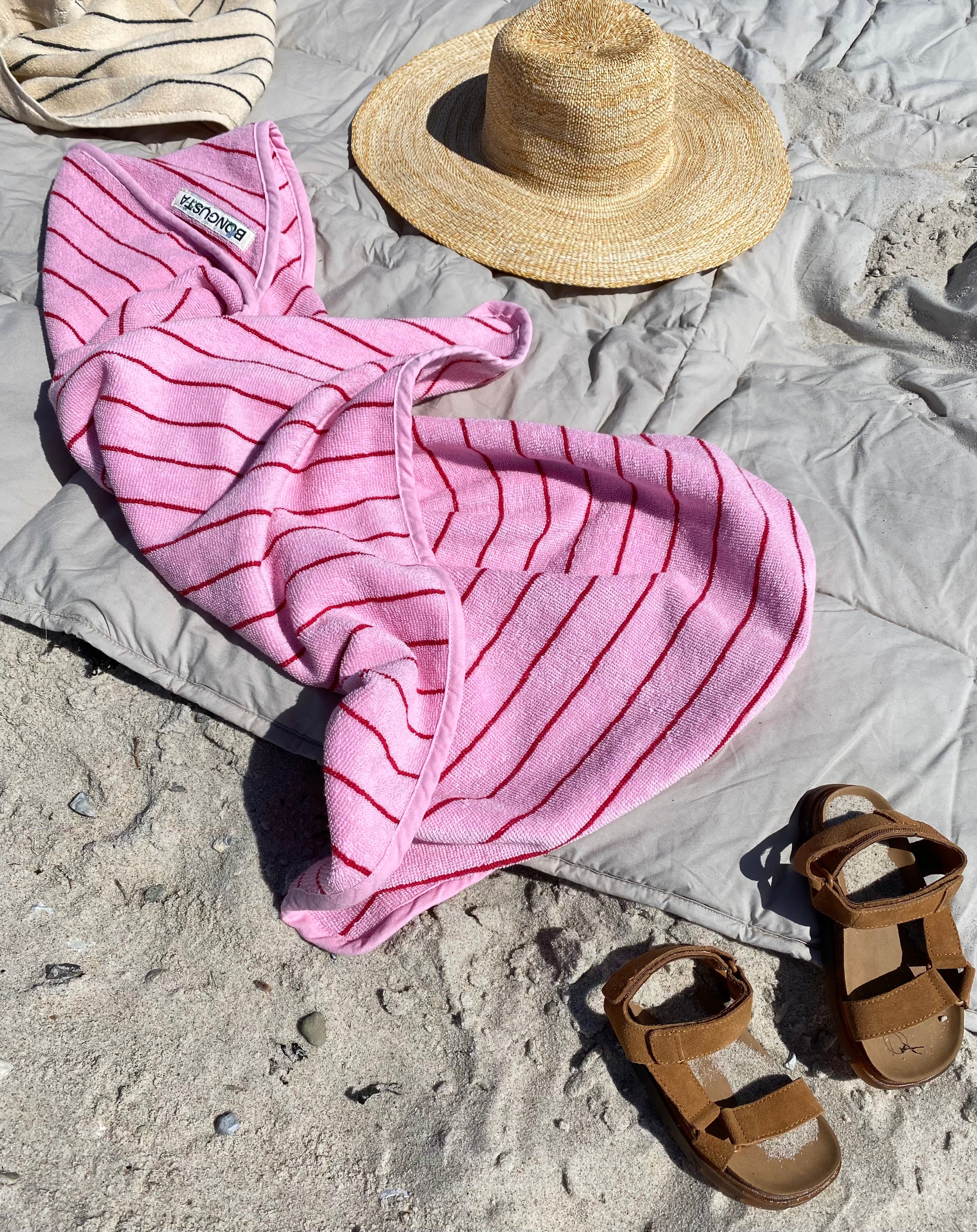 Naram Baby Towel, baby pink & ski patrol red product image