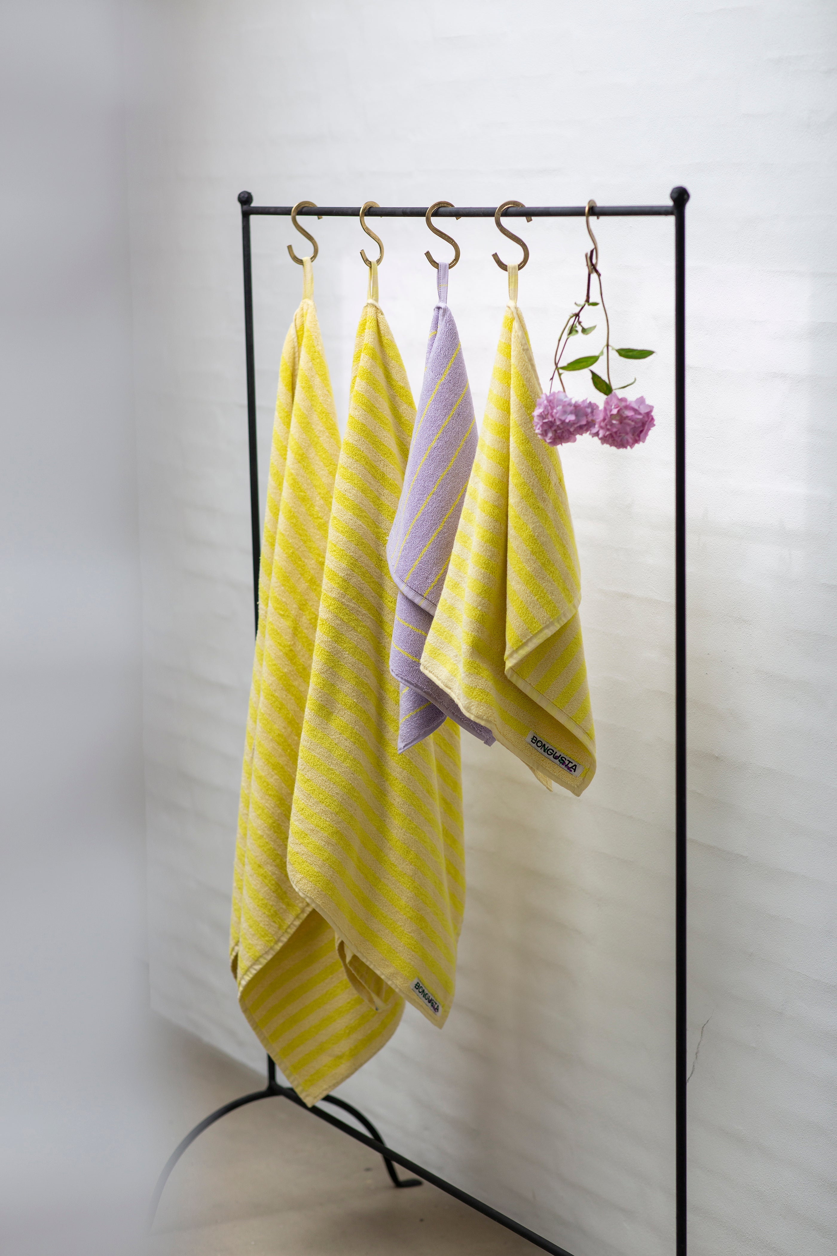 Bongusta, Product image, Naram håndklæder, pristine & neon yellow, 3 of 6}