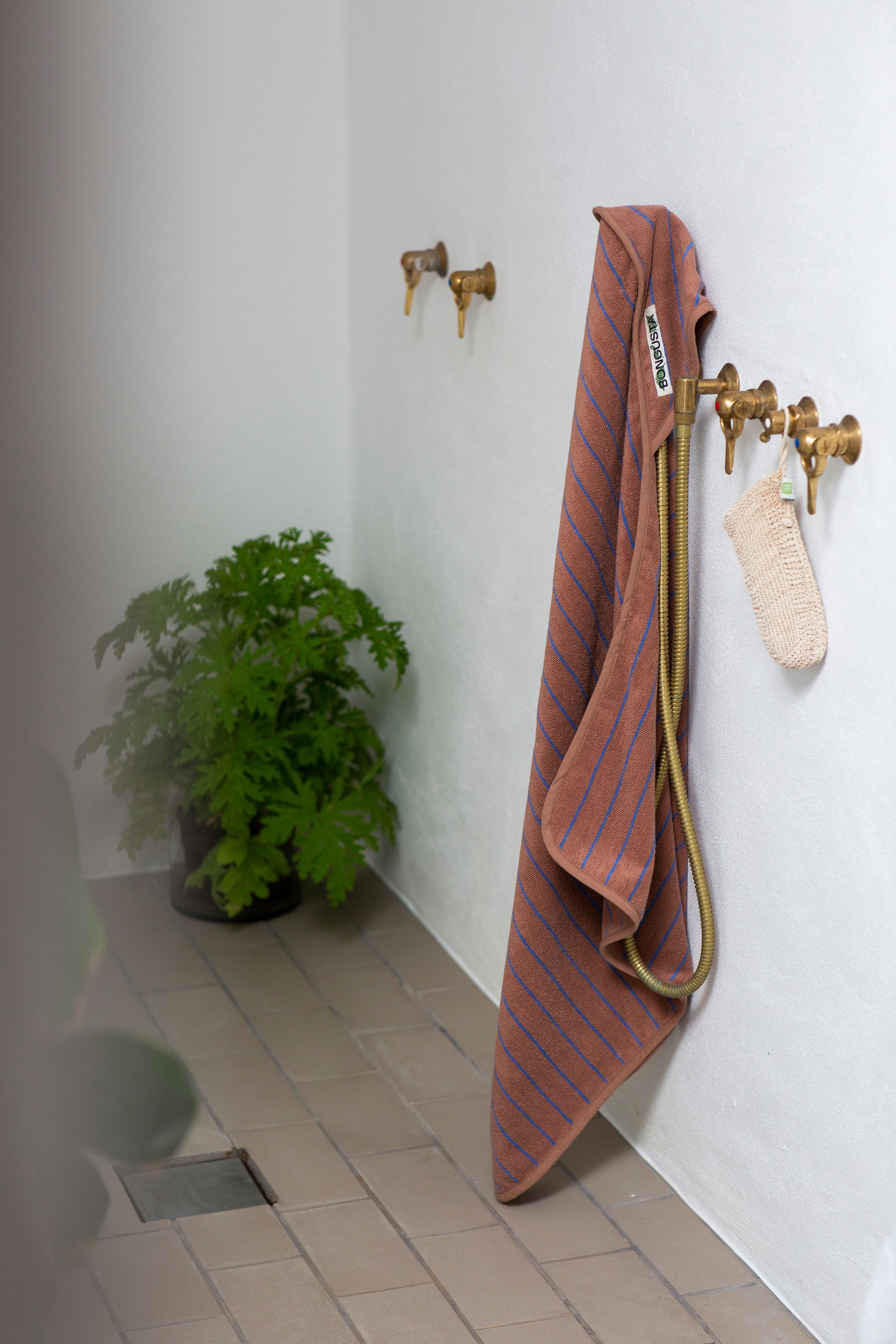 Naram Baby Towel, camel & ultramarine blue product image