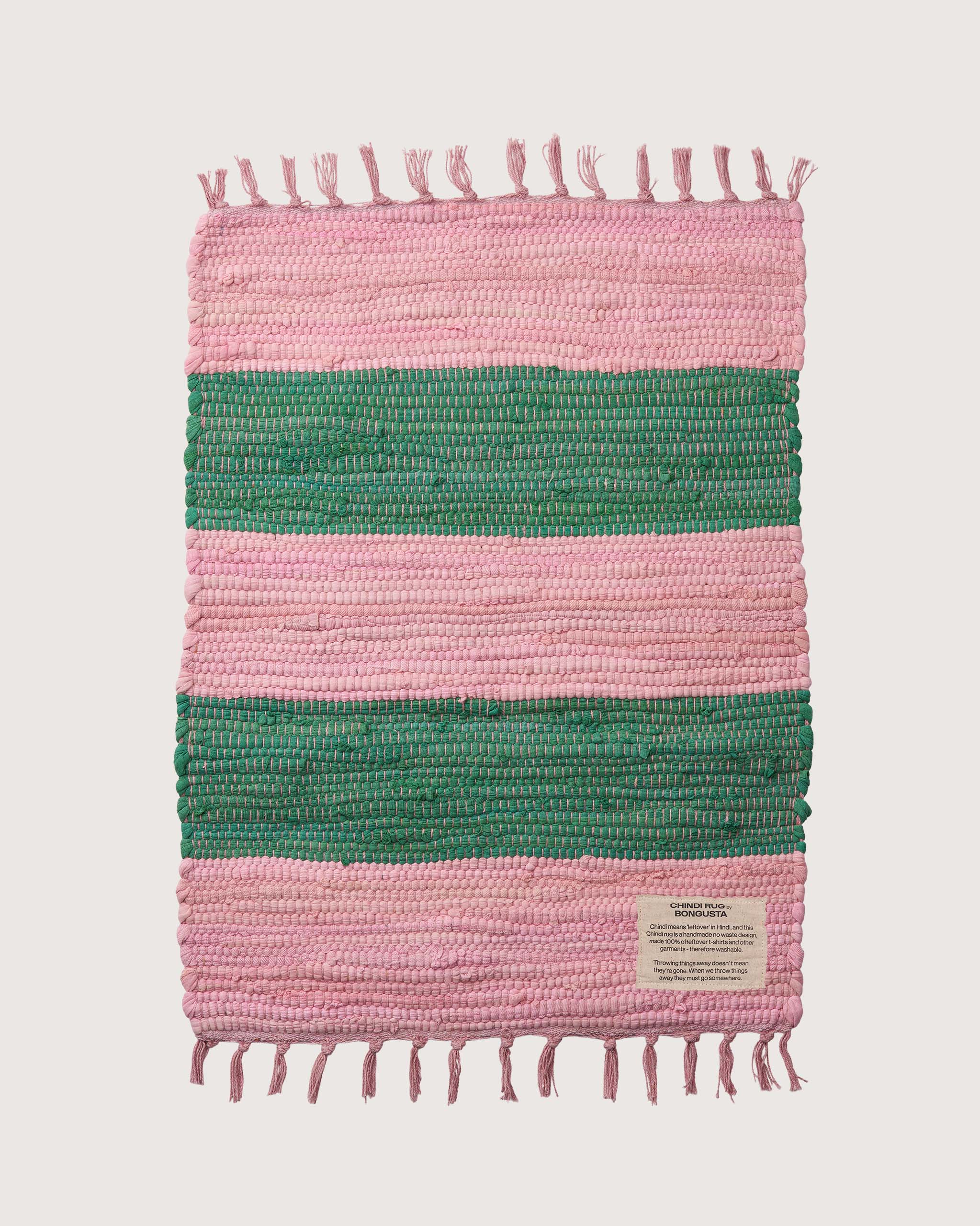 Bongusta Chindi Rug 45x60, pink and grass