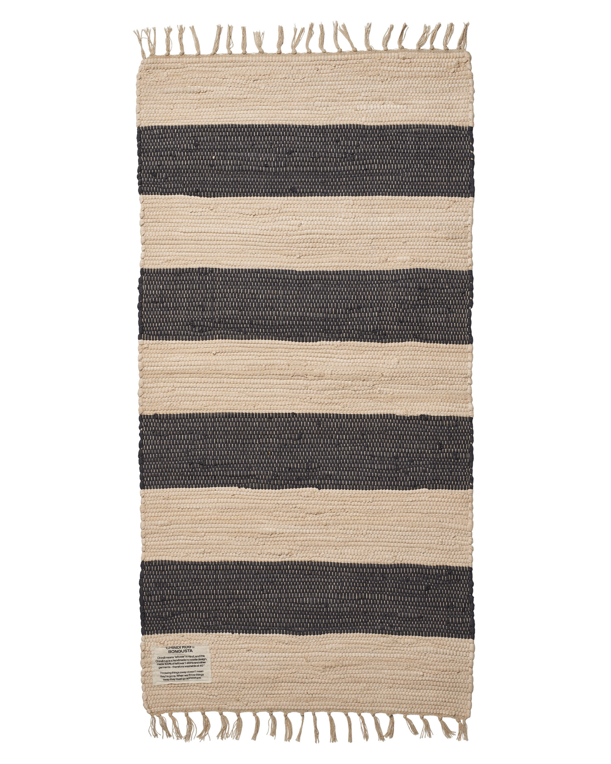 Beige 2' 2 x 3' Hand Woven Chindi Cotton Rug