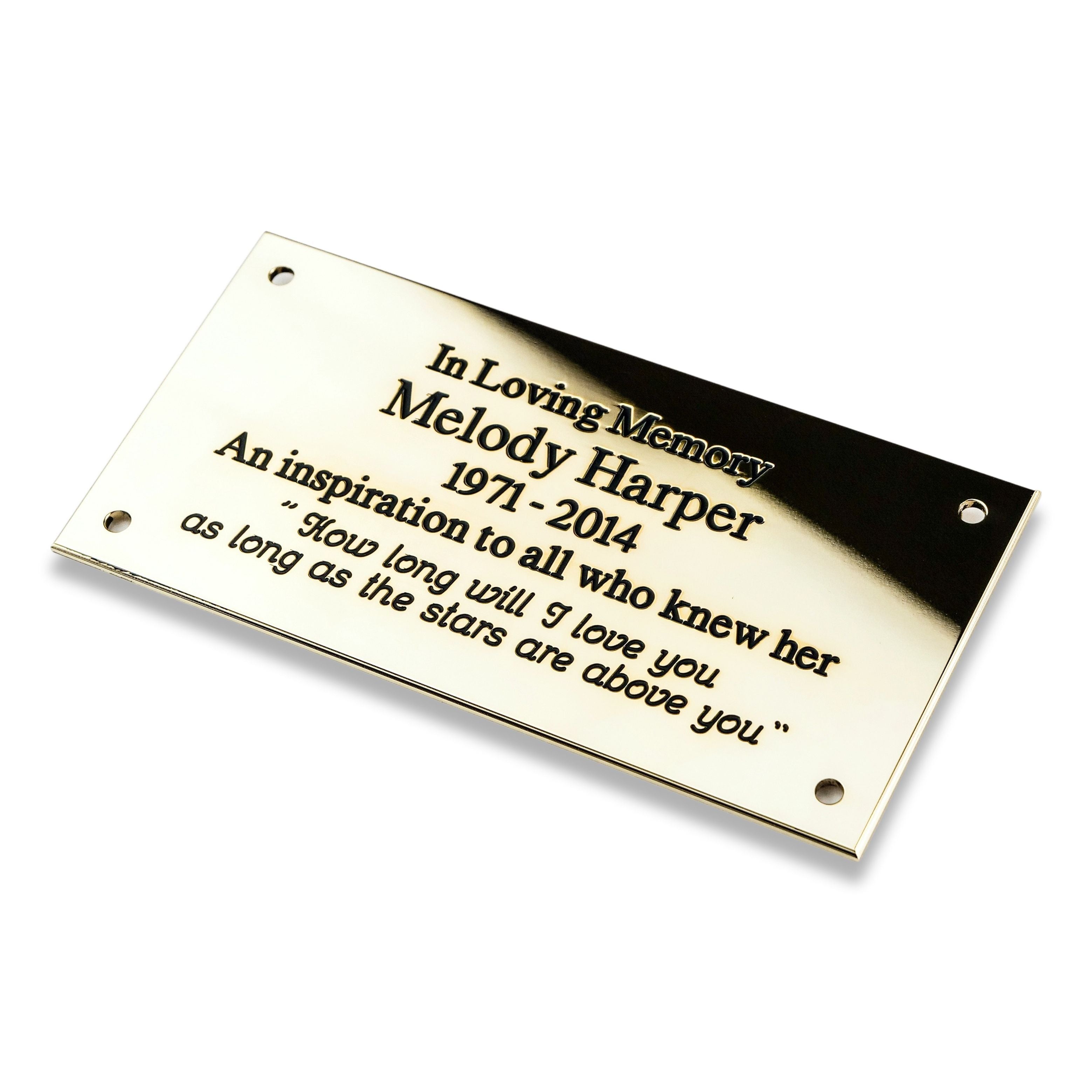 Rectangular solid brass engraved plaque – Engraving Studios