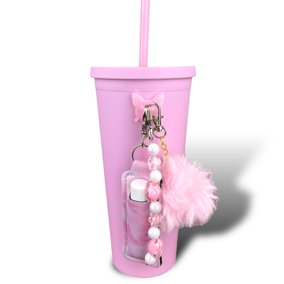 Hello Kitty Cold Water Stainlesss Steel Bottle With Pendant Pink Cup W