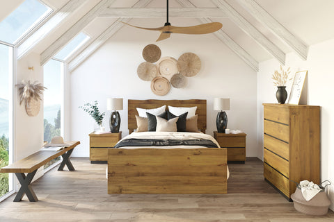 guest bedroom with wooden furniture