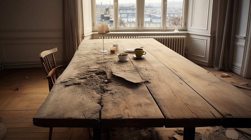 table en bois endommagée