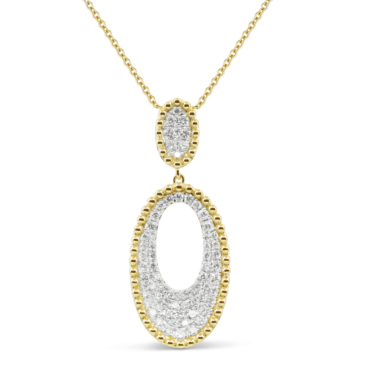 N1770 Yellow Gold White Diamond Necklace Milano Collection 2023 Oval Design White Diamond wholesale-only N1770Y
