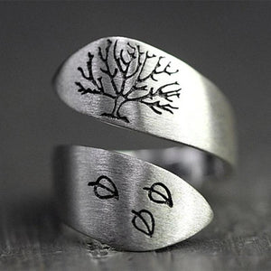 Adjustable Tree of Life Ring in Silver