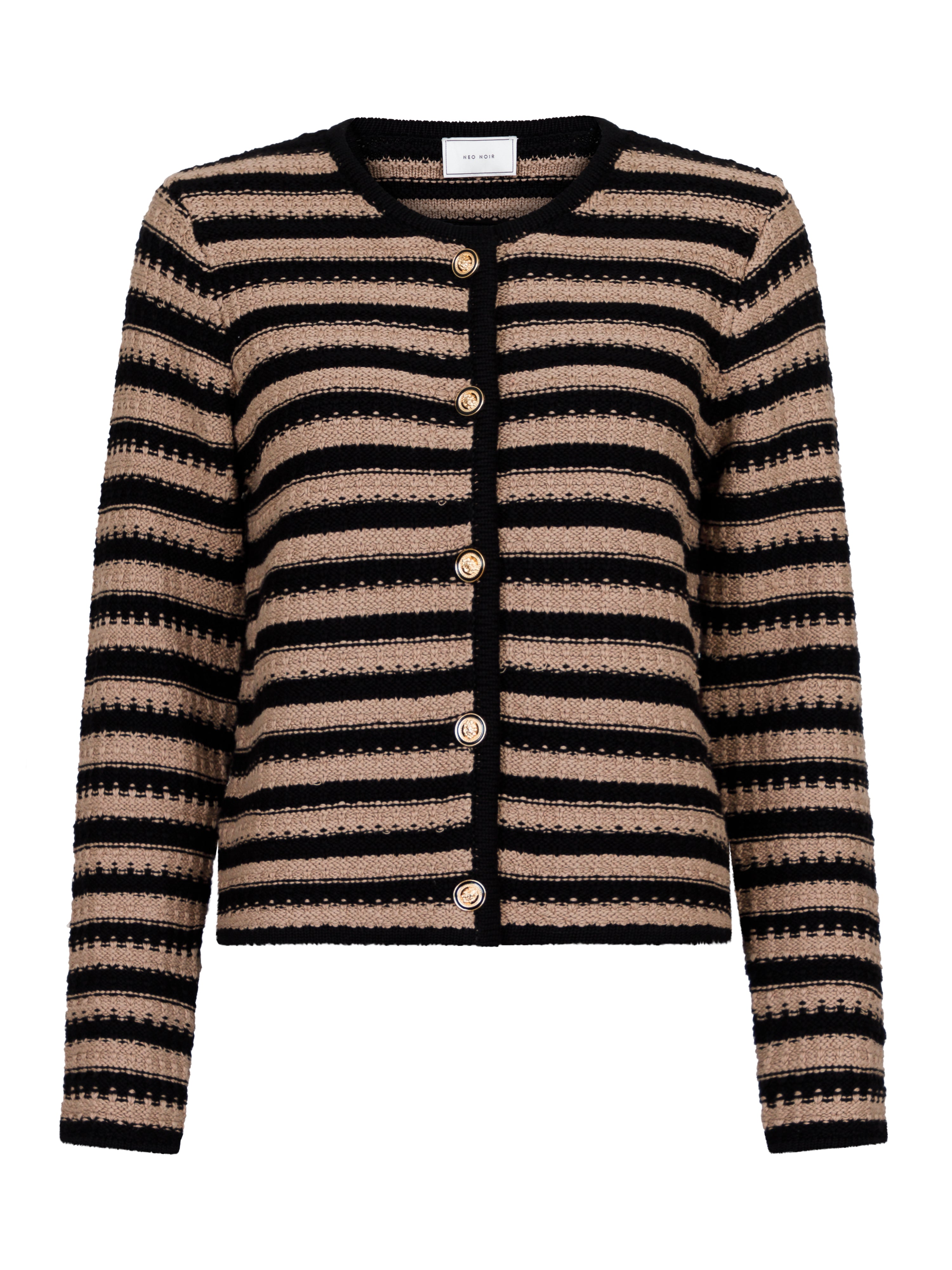 Billede af Neo Noir - Limone Stripe cardigan - brun - Size (42)