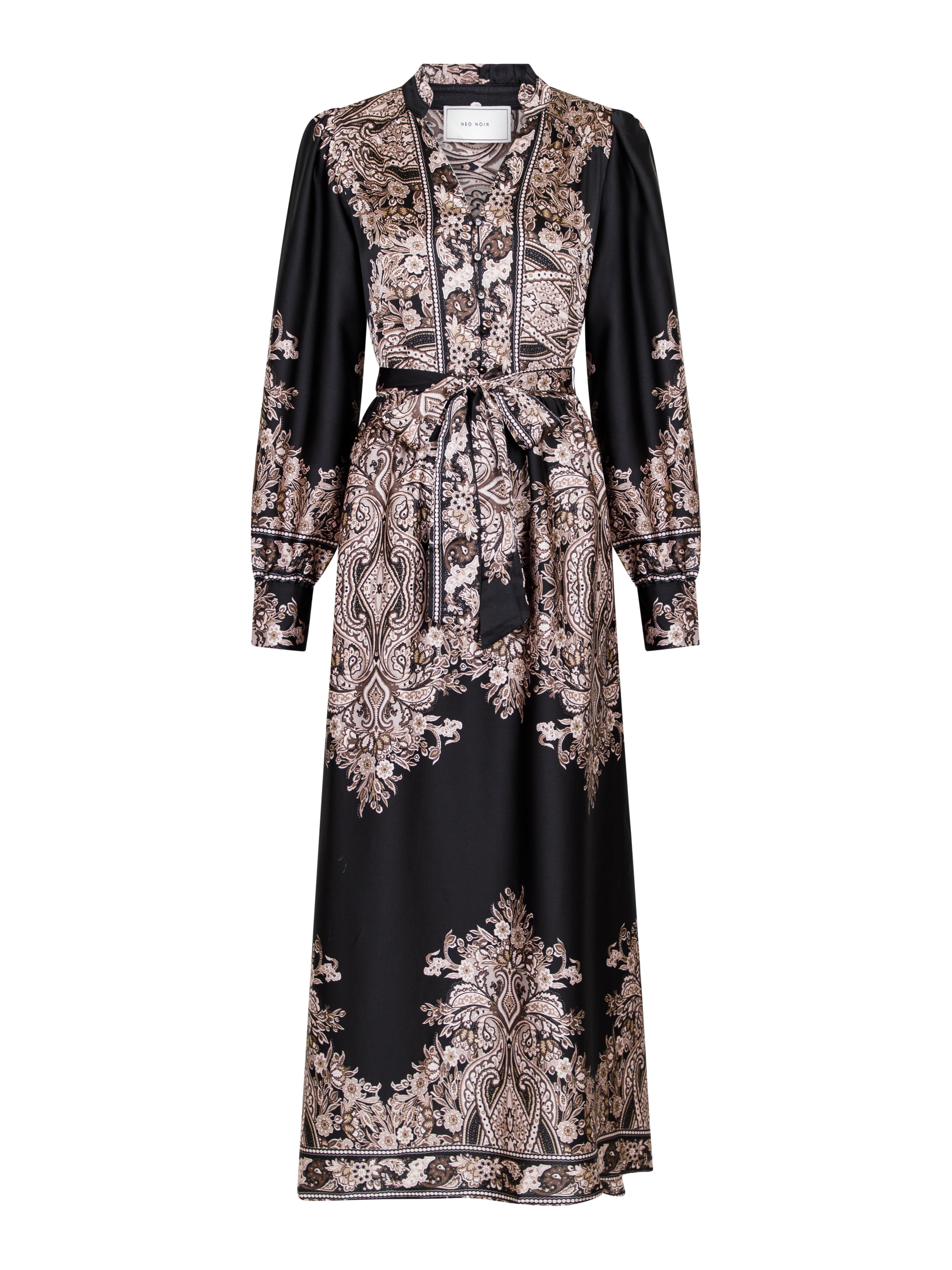 Neo Noir – Nova Paisley Border kjole – sort – Size (34)