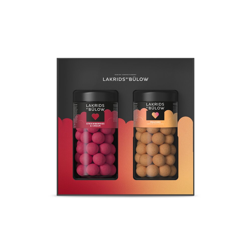 Billede af Lakrids By Bülow - Black Box, 2 x Regular - Strawberries & cream/ Peaches