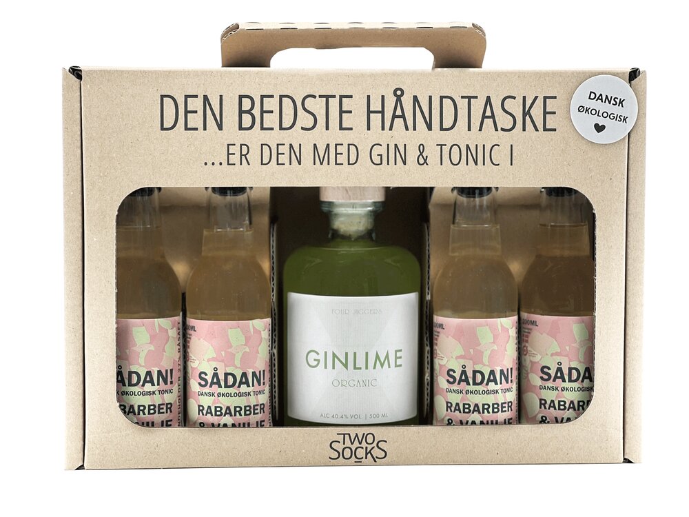 Billede af Two Socks - Four Jiggers GinLime gaveæske - 500 ml.