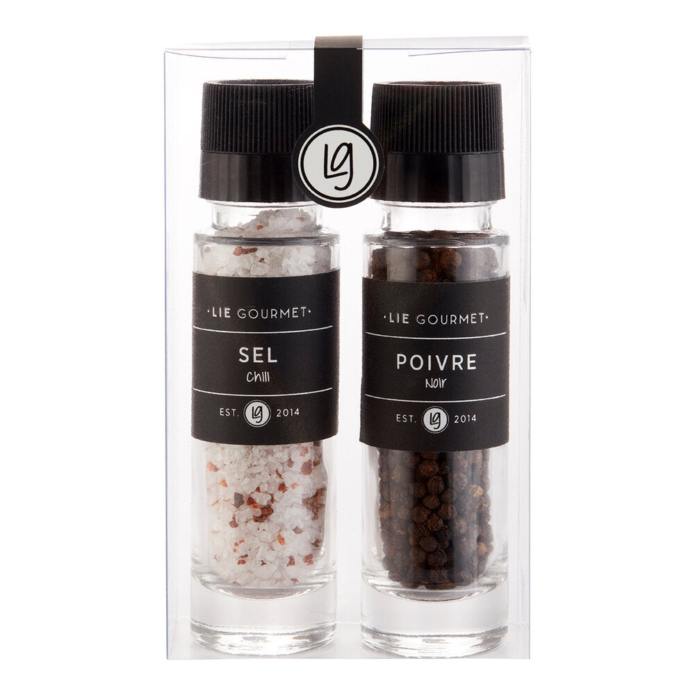 Billede af Lie Gourmet - Gaveæske kværne, salt m. chili/peber - 150 g/55 g