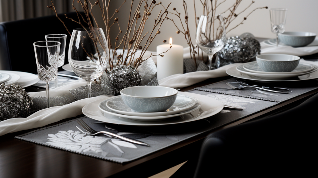 silver winter table runners