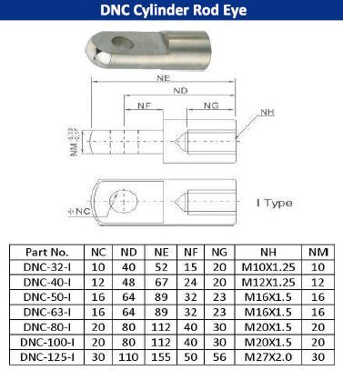 I Type Single Rod Eye for ISO15552 ISO6431 Pneu tac (Pneumatics-pro) Air Cylinder