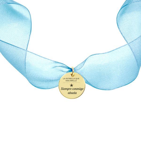 Medalla Ramo Novia Organza Pequeña Plata Doré