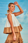 DOUBLE SCOOP Top - WHITE/CARAMEL