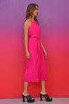 NECK POINT Dress - Hot Pink