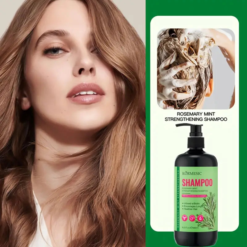 kormesic șampon cu   și mărar 480ml/16.23fl.oz - curățare profundă și întărire pentru părul slab/ , formulă hidratantă cu mărar și  , parfum de lungă durată, unisex pentru toate tipurile de păr, rutină de îngrijire a părului, design elegant al sticlei, ingrediente naturale Detaliile articolului 0