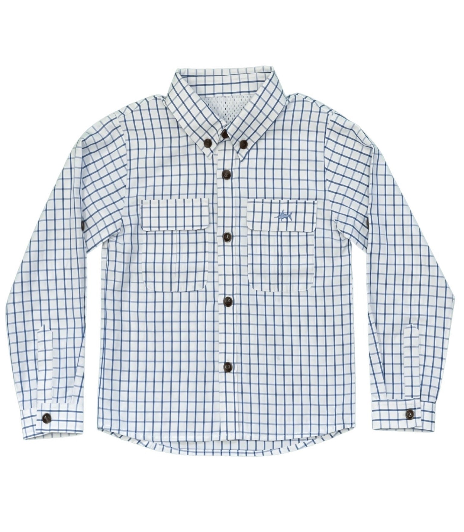 Flagler Fishing Shirt White & Navy Plaid 10/12