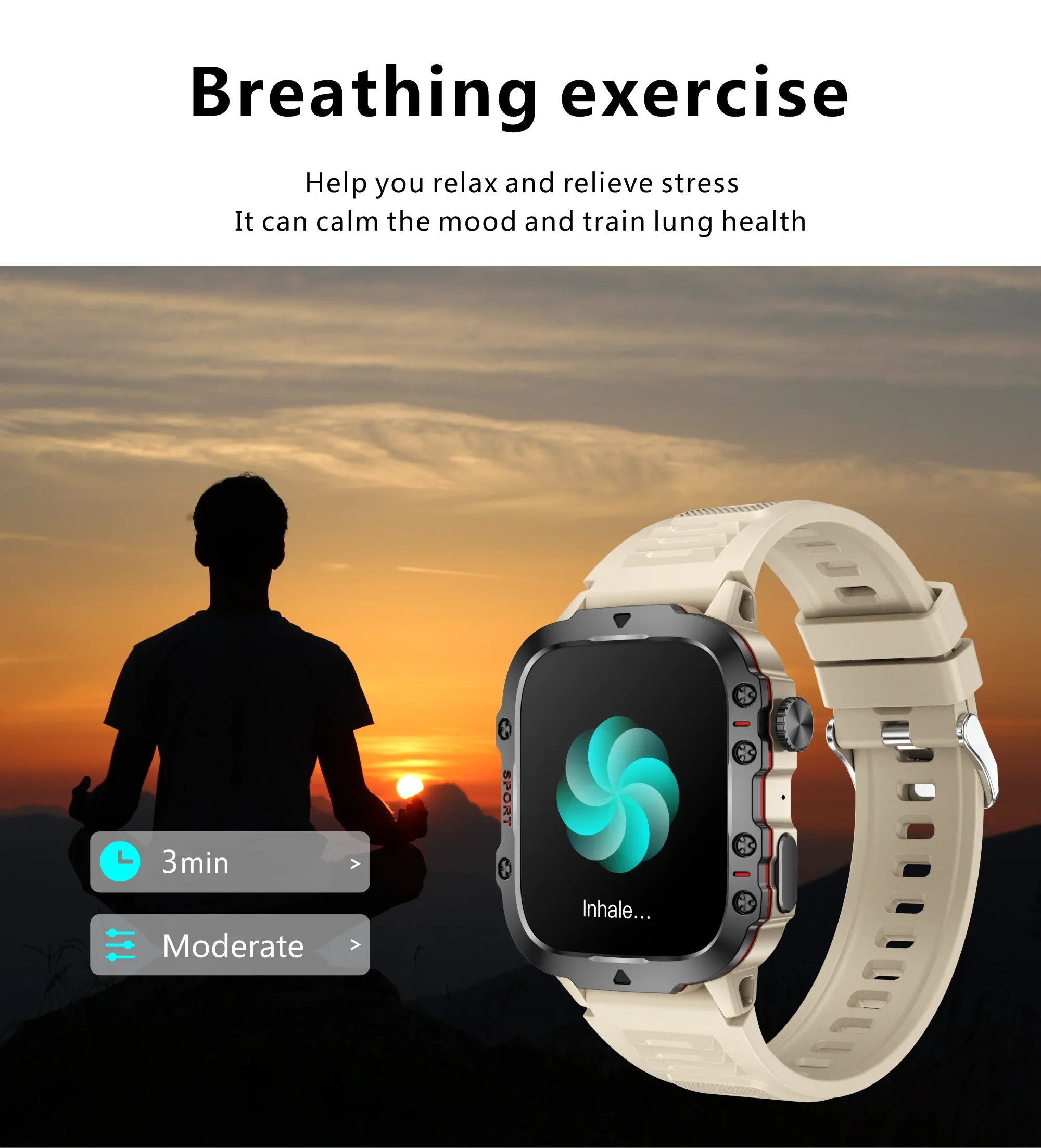 Heart Rate Blood Oxygen Health Monitoring Smart Watch 1.96 Inch Screen 420 MAh Bluetooth Call Voice Assistant Sports Fitness Waterproof Watch