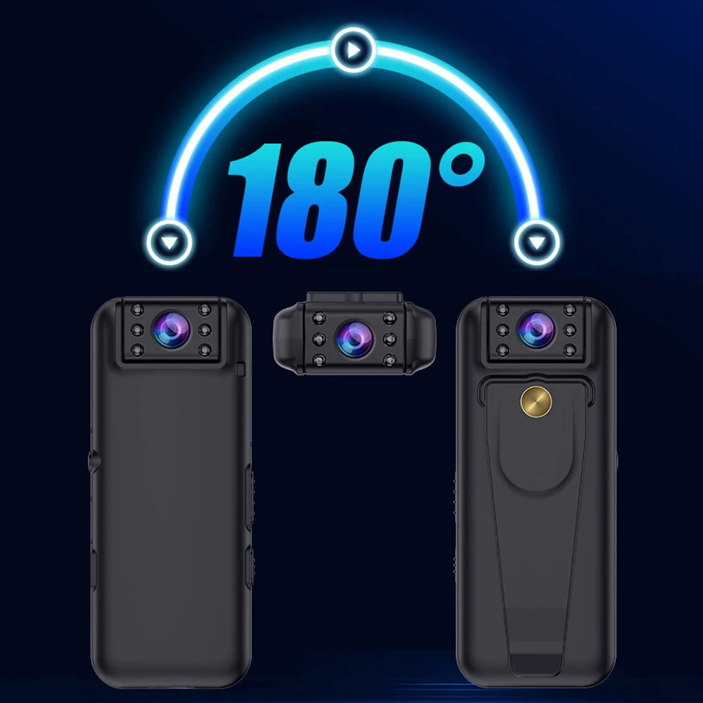 1080P 18 Hours Long Video Recording Mini 180° Flip Camera Night Vision Video Recording for Outdoor Home Sports Bike Car DVR