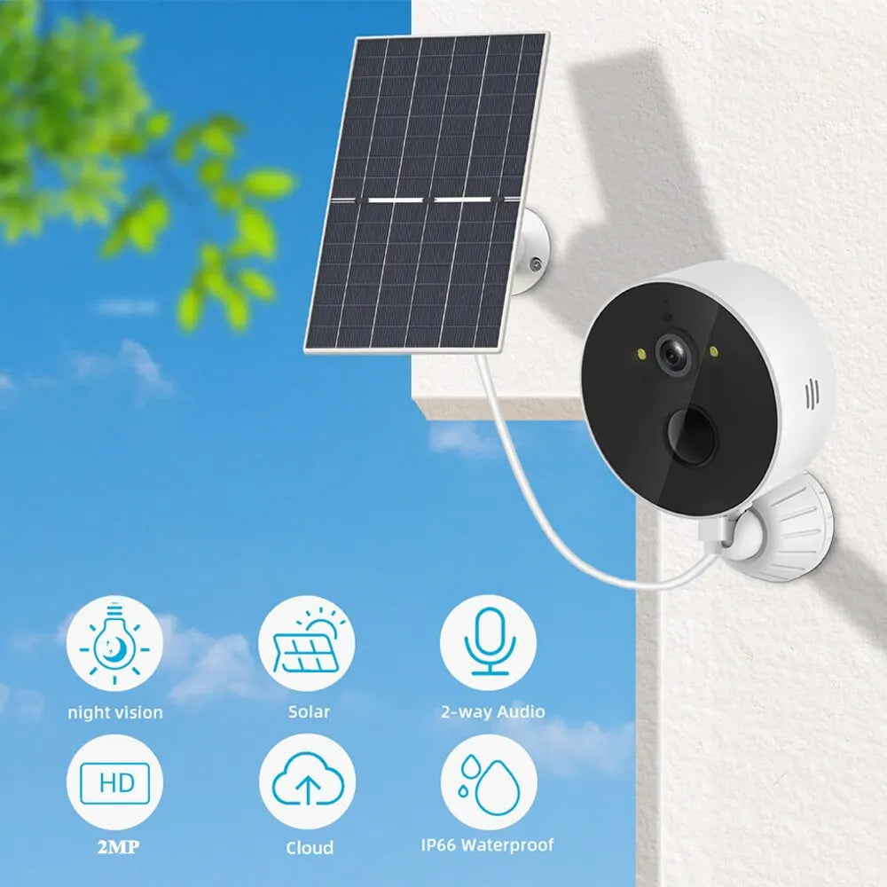 1080P Wifi Solar Camera Outdoor Wireless Security CCTV Waterproof Night Vision Two Way Audio Camera Monitor With Solar Panel